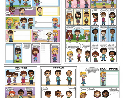 Cartoon Story Creator Bundle – Editable Comic Strips, Characters & Story Templates